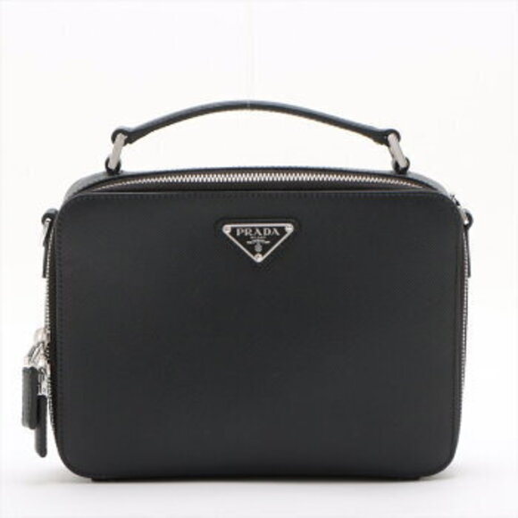 Prada Handbags - Prada Saffiano leather handbag tote top handles black M